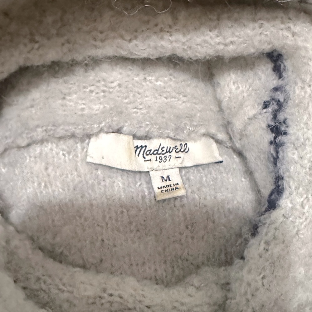 Madewell Roundtrip Stripe Turtleneck Sweater in Hthr Cloud | Wool Blend | Sz M - Picture 6 of 8